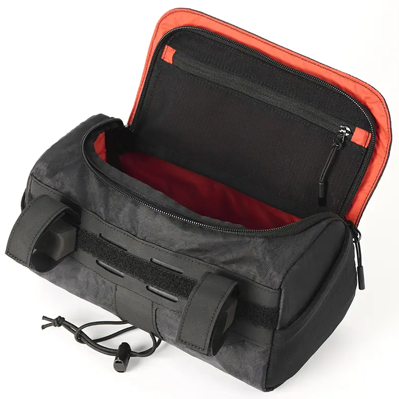 Brompton handlebar bag anthracite black rear open view.webp