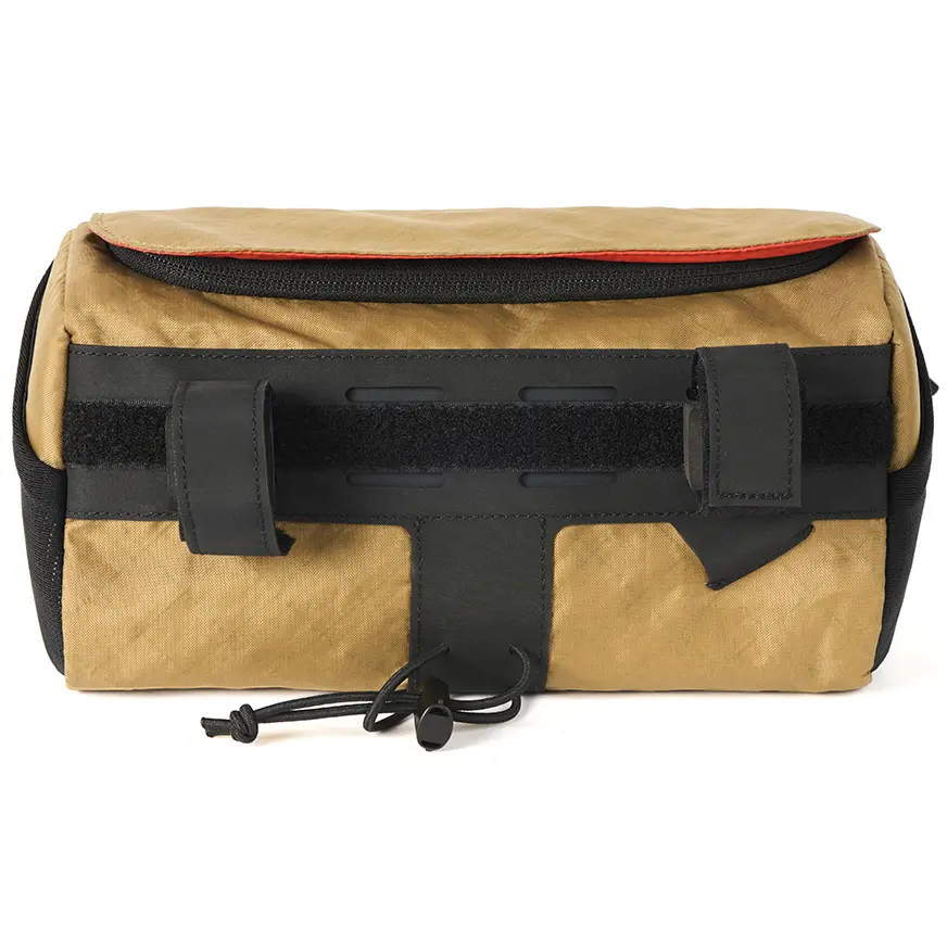 Brompton handlebar bag bronze rear view.webp