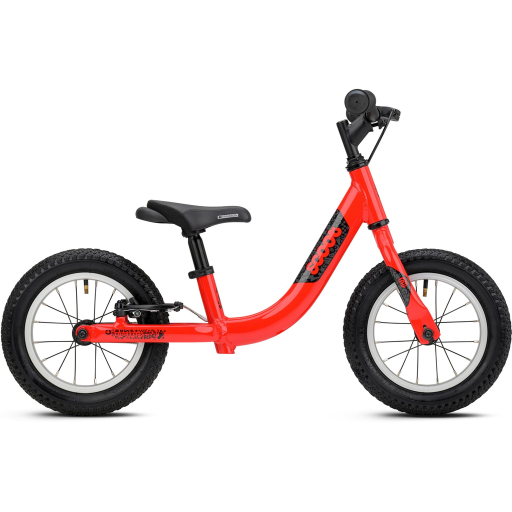 Ridgeback Scoot Kids Balance Bike - Racing Red colour - Side view - stock photo rb1412000_scoot_red_detail_01.webp
