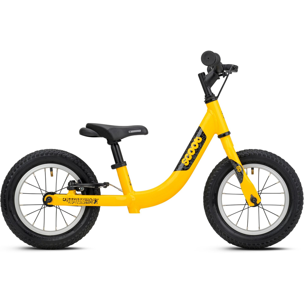 Ridgeback Scoot Kids Balance Bike - Turbo Teal colour - Side view - stock photo rb1412100_scoot_yellow_detail_01.webp