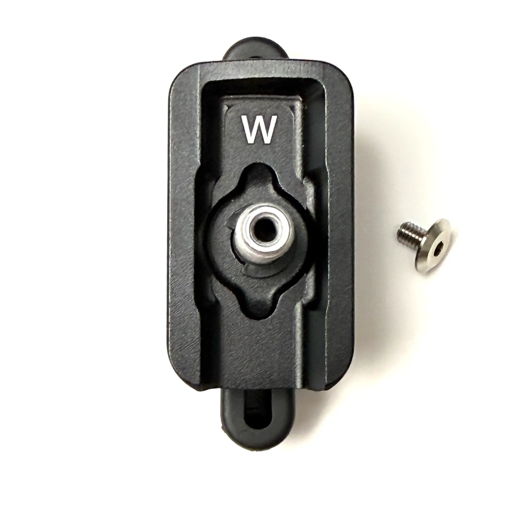 Brompton Anti Rotation Hinge Clamp | Wide | Composite | P Line - assembly and fixing screw - showing W marking.webp