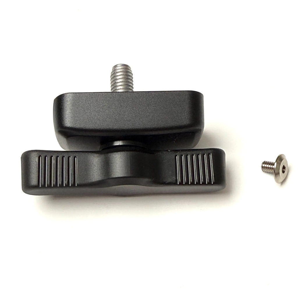 Brompton Anti Rotation Hinge Clamp | Wide | Composite | P Line - assembly and fixing screw - showing composite handle.webp