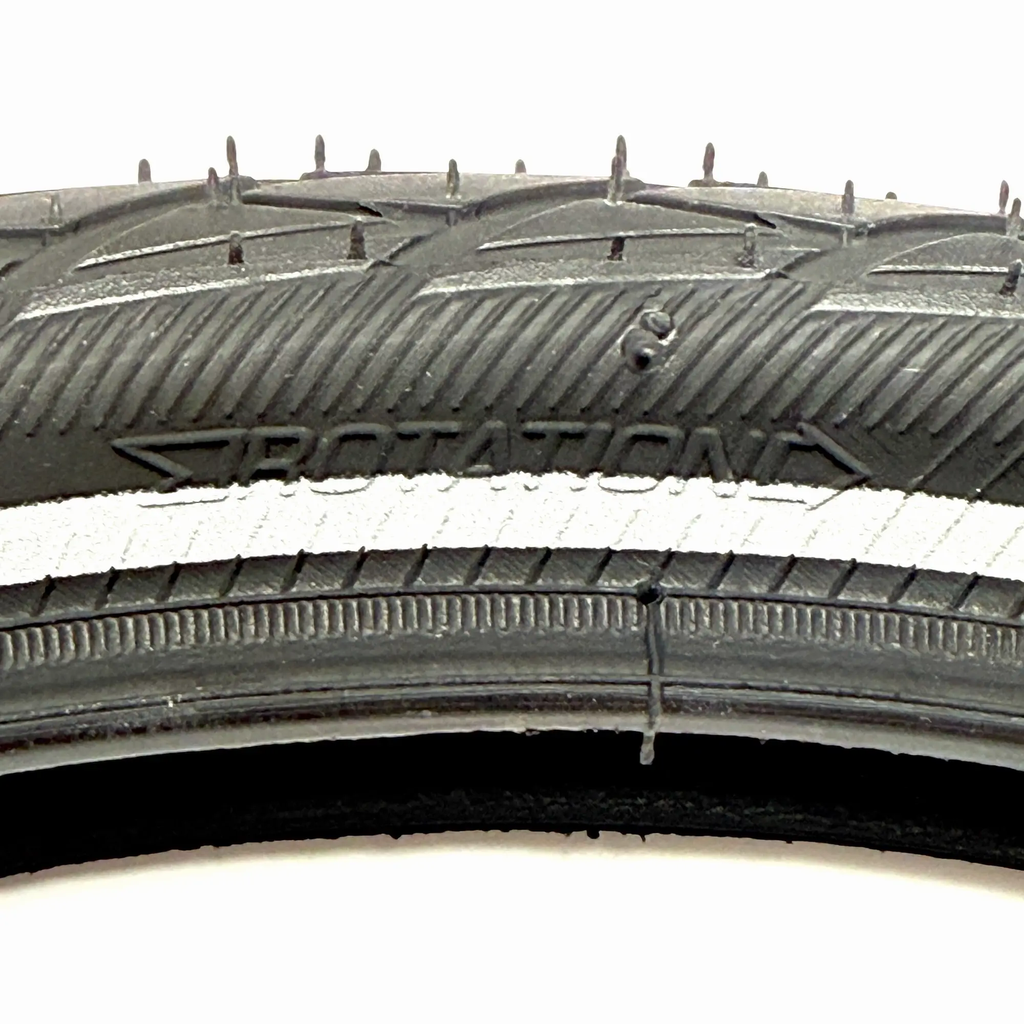 Brompton Schwalbe Marathon Plus 16 inch Tyre - showing direction of rotation.webp