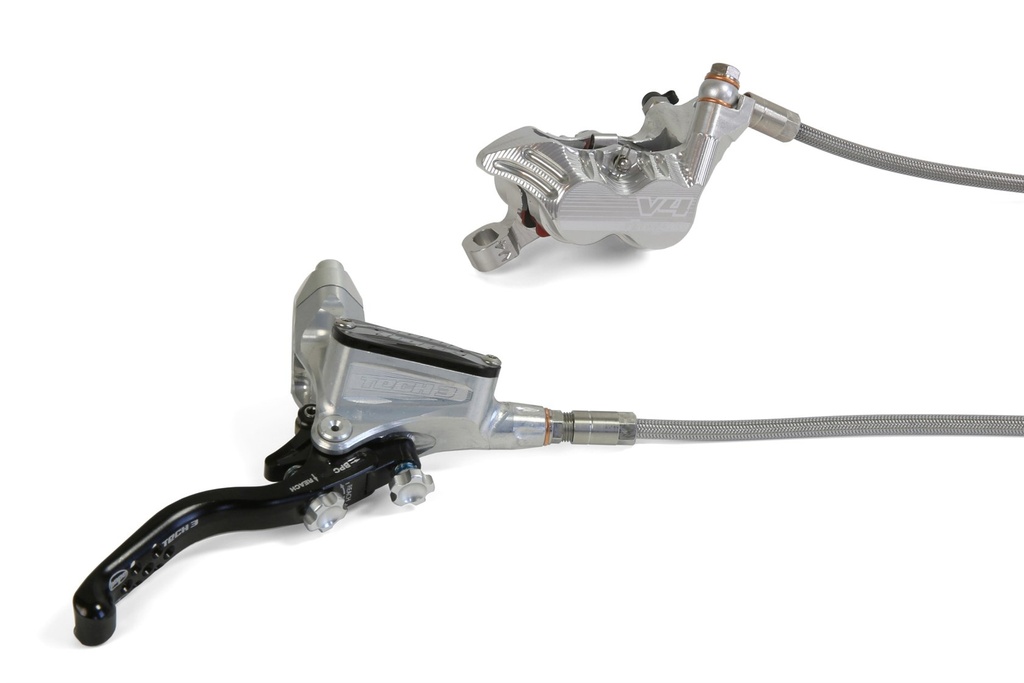[T3V4SBRR] EU spec Hope Tech 3 V4 Front brake - Braided - Silver - No Rotor