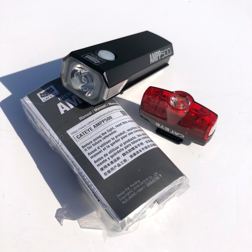 [HL-EL085+TL-LD65-R] Cateye AMPP 500 front and RAPID MINI rear light set - rechargeable