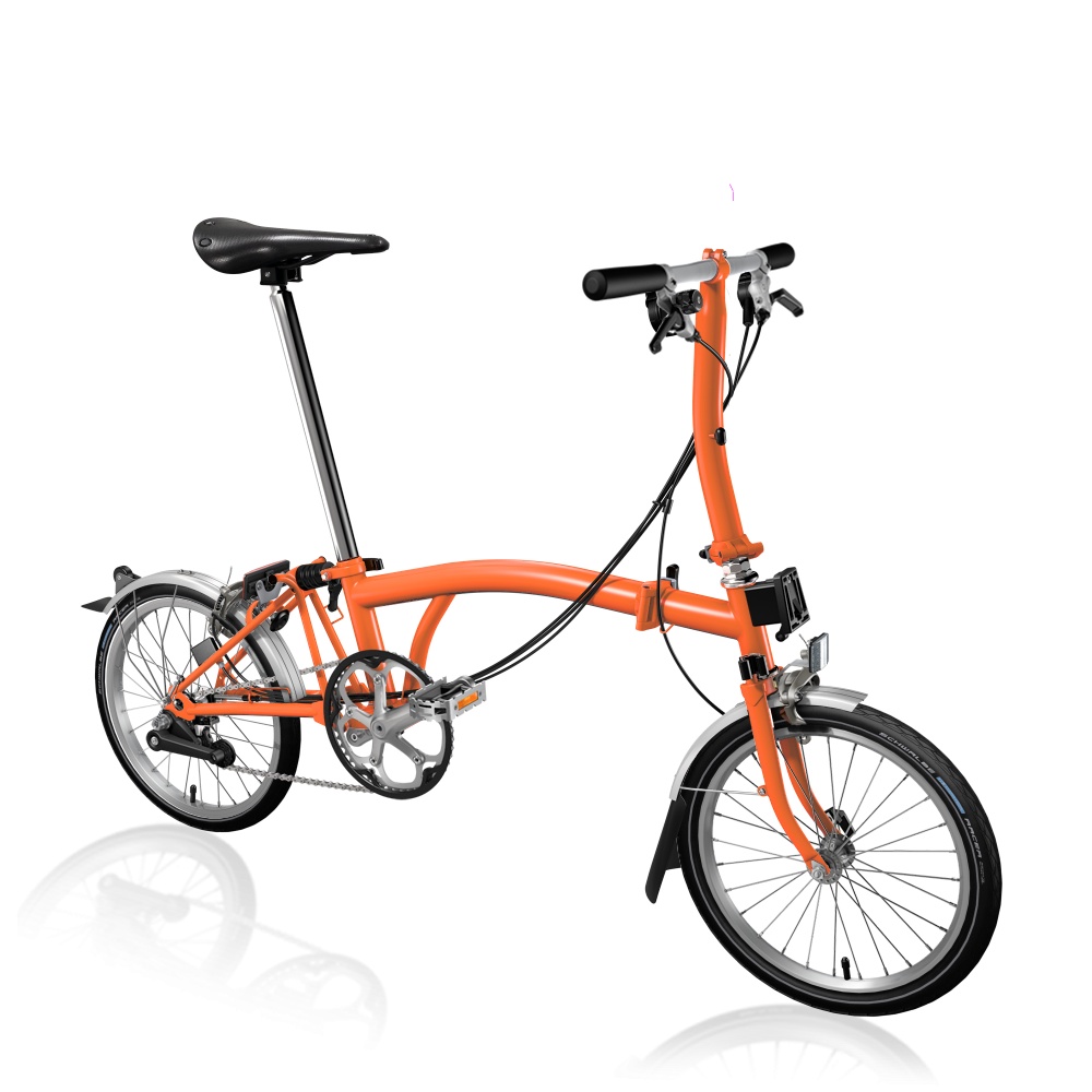 Brompton C Line Low Explore folding bike - Fire Coral