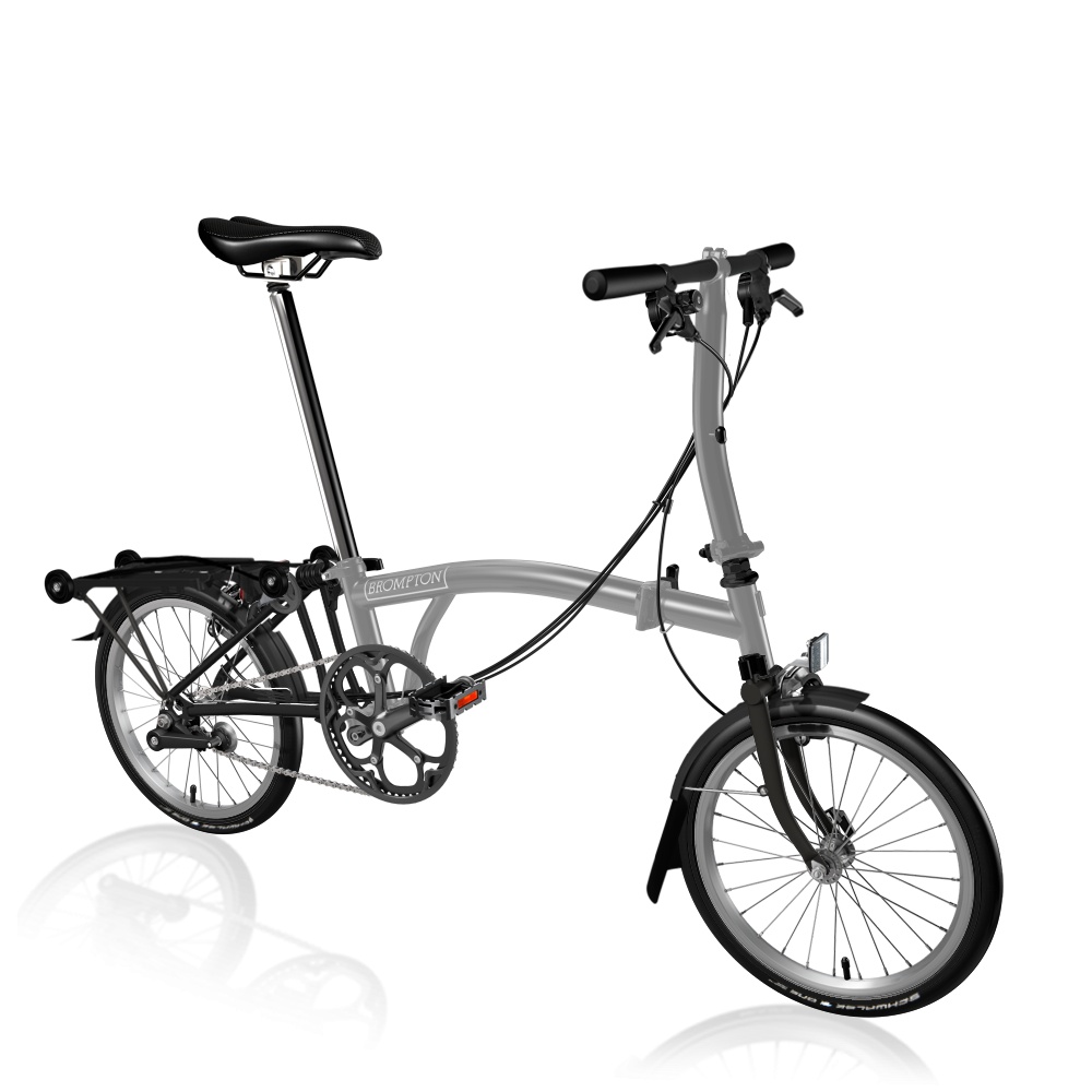 Brompton P Line Low - Ti - Storm Grey Metallic / Black - with rack