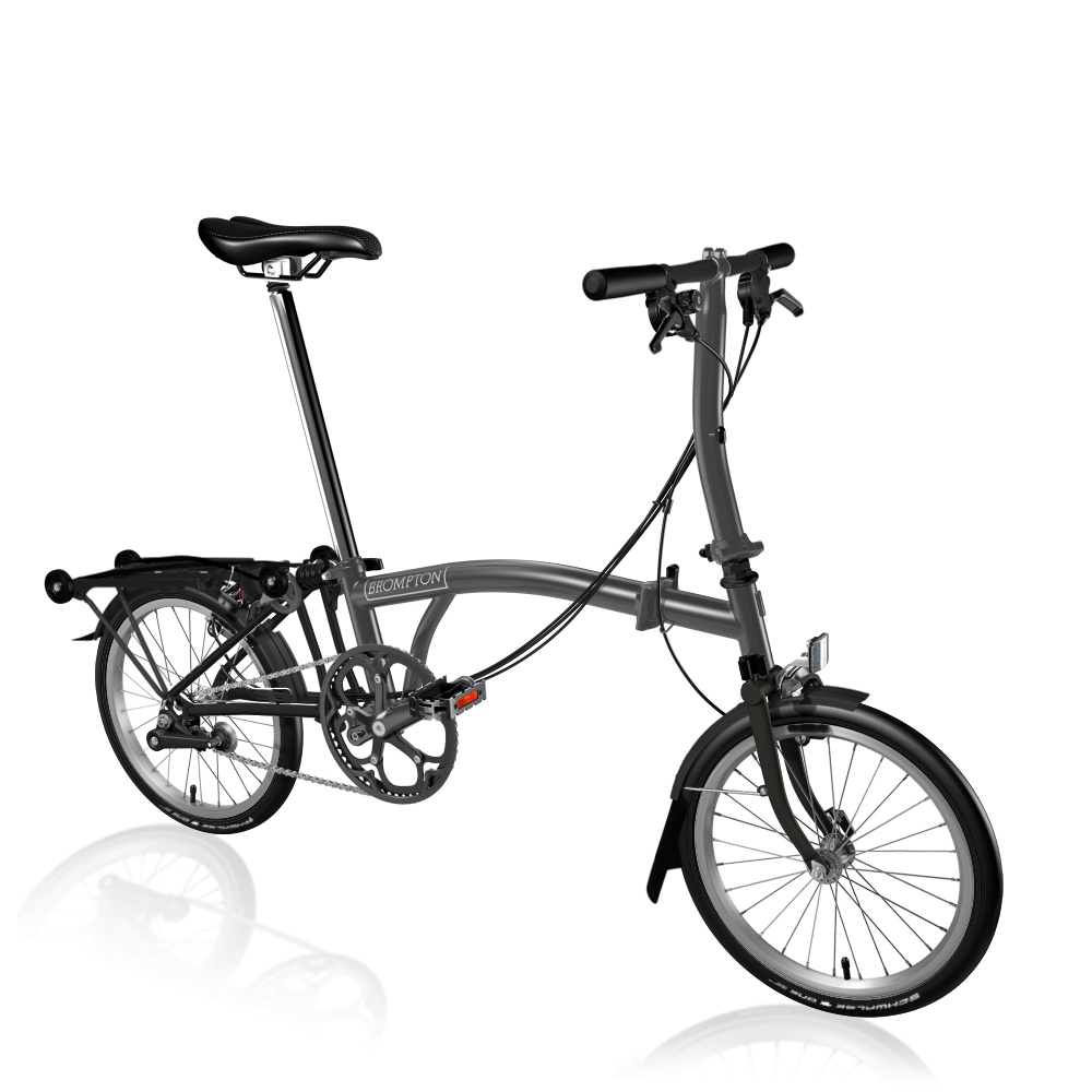 [B-P-S4R-MBBK-Ti-TYRONE] Brompton P Line Urban Low - Midnight Black Metallic / Black - with rack