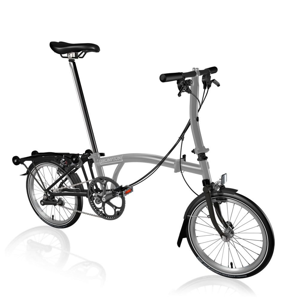 [B-S4R-MGBK-Ti-TYRCON] Brompton P Line Low - Ti - Storm Grey Metallic / Black - with rack