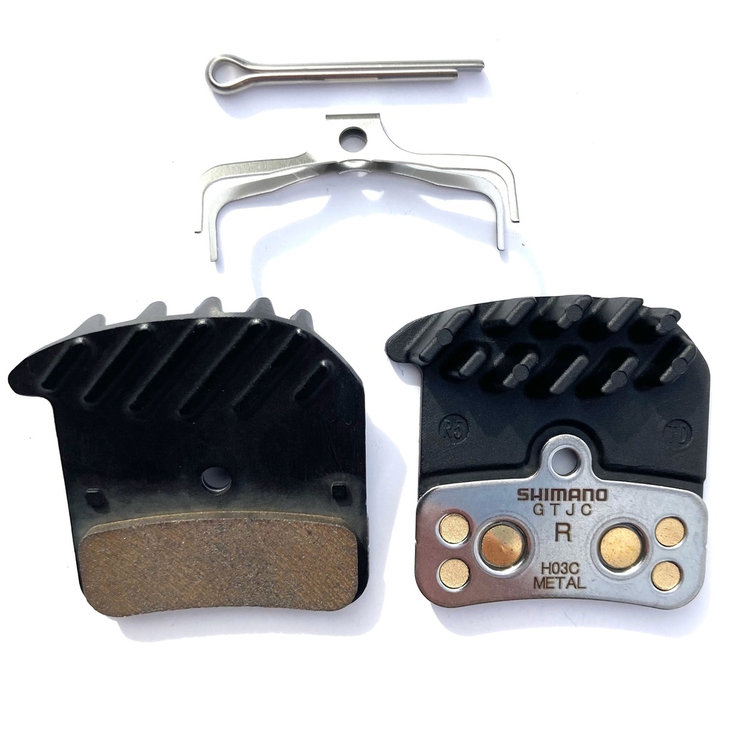 Shimano BP-H03A-RF metal disc brake pads and spring for BR-M810 Saint / Zee - with fin