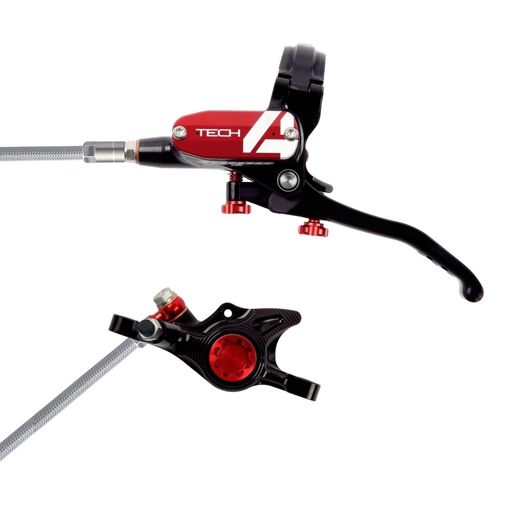 [T4X2RBL] Hope Tech 4 X2 Rear brake - Braided - Left Hand - Black / Red - No Rotor
