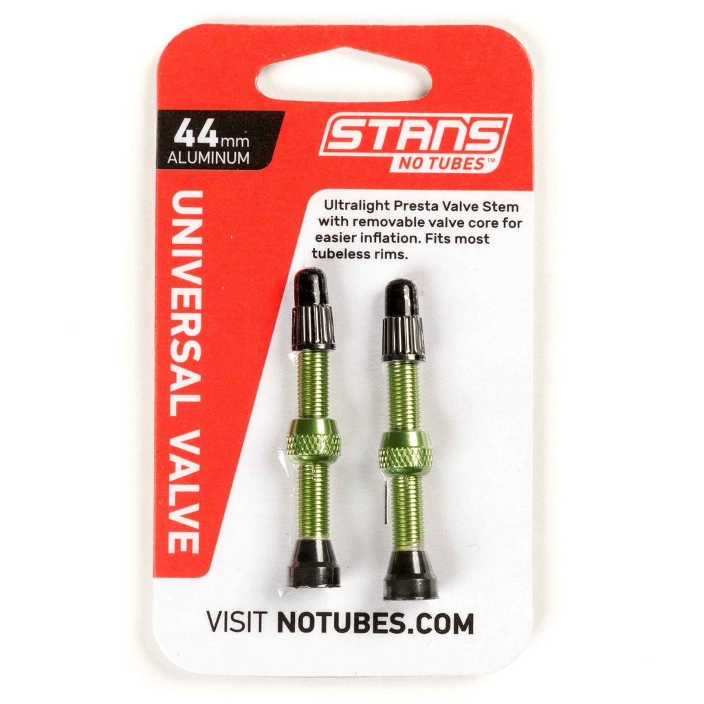[AS0182] Stans Notubes Universal Presta Coloured Alloy Valve Stem (pair) - 44mm Green