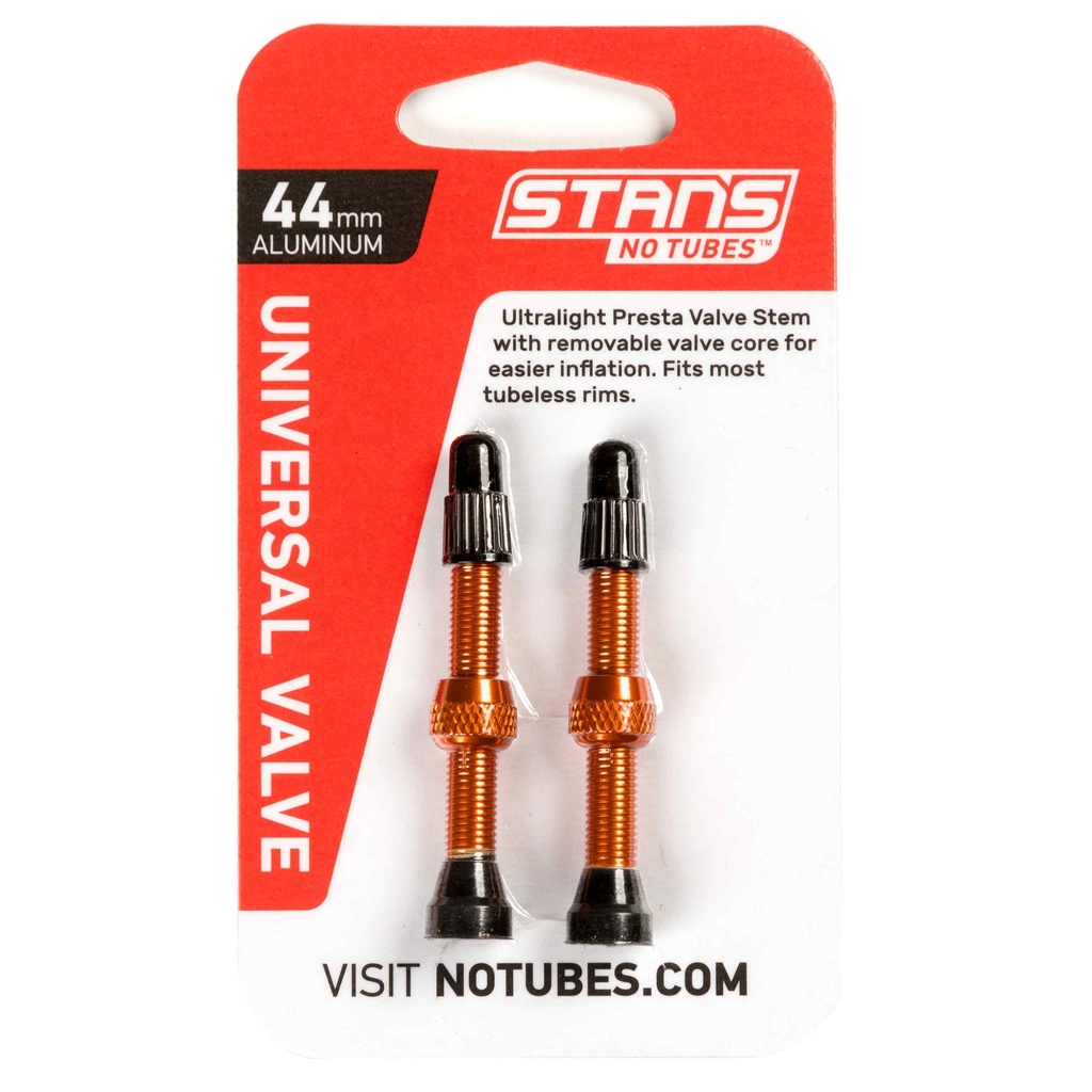 [AS0178] Stans Notubes Universal Presta Coloured Alloy Valve Stem (pair) - 44mm Orange