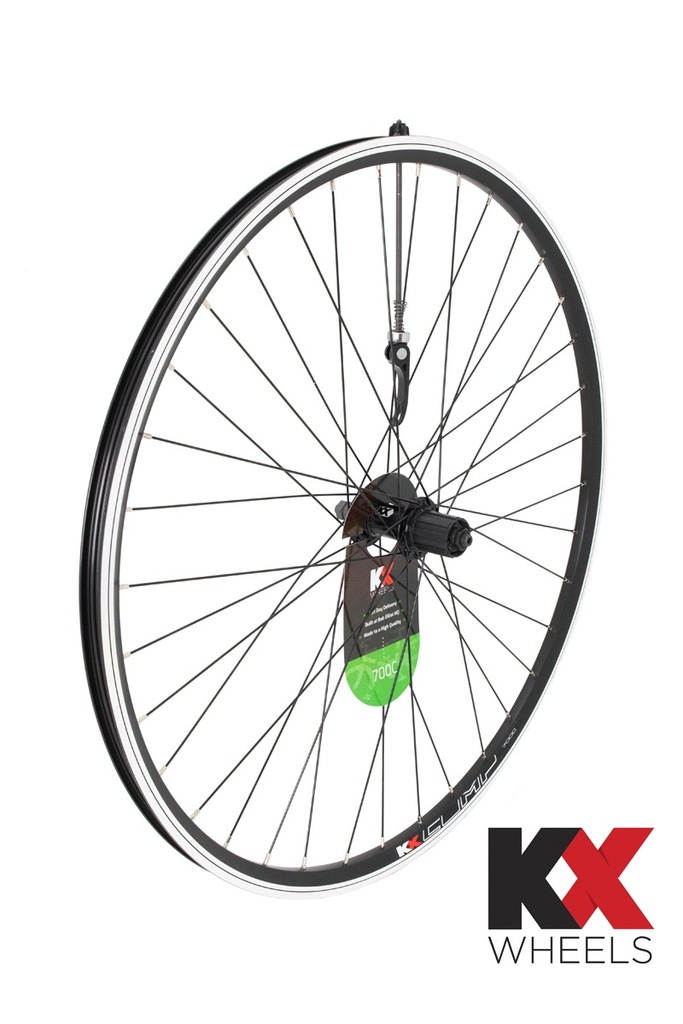 [60129BK] KX Hybrid 700C Doublewall Q/R Cassette Wheel Rim Brake Rear Black