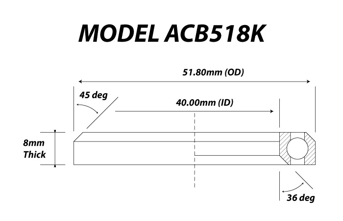 [BHACB518K] Independent 51.8 x 40 x 8 36/45 Headset Bearing