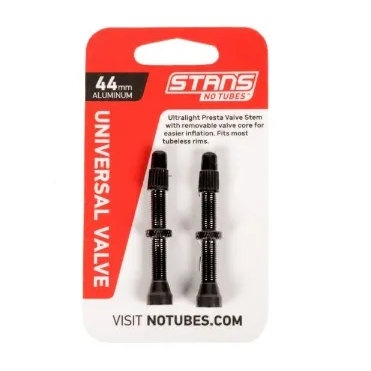 [AS0150] Stans Notubes Universal Presta Coloured Alloy Valve Stem (pair) - 44mm Black