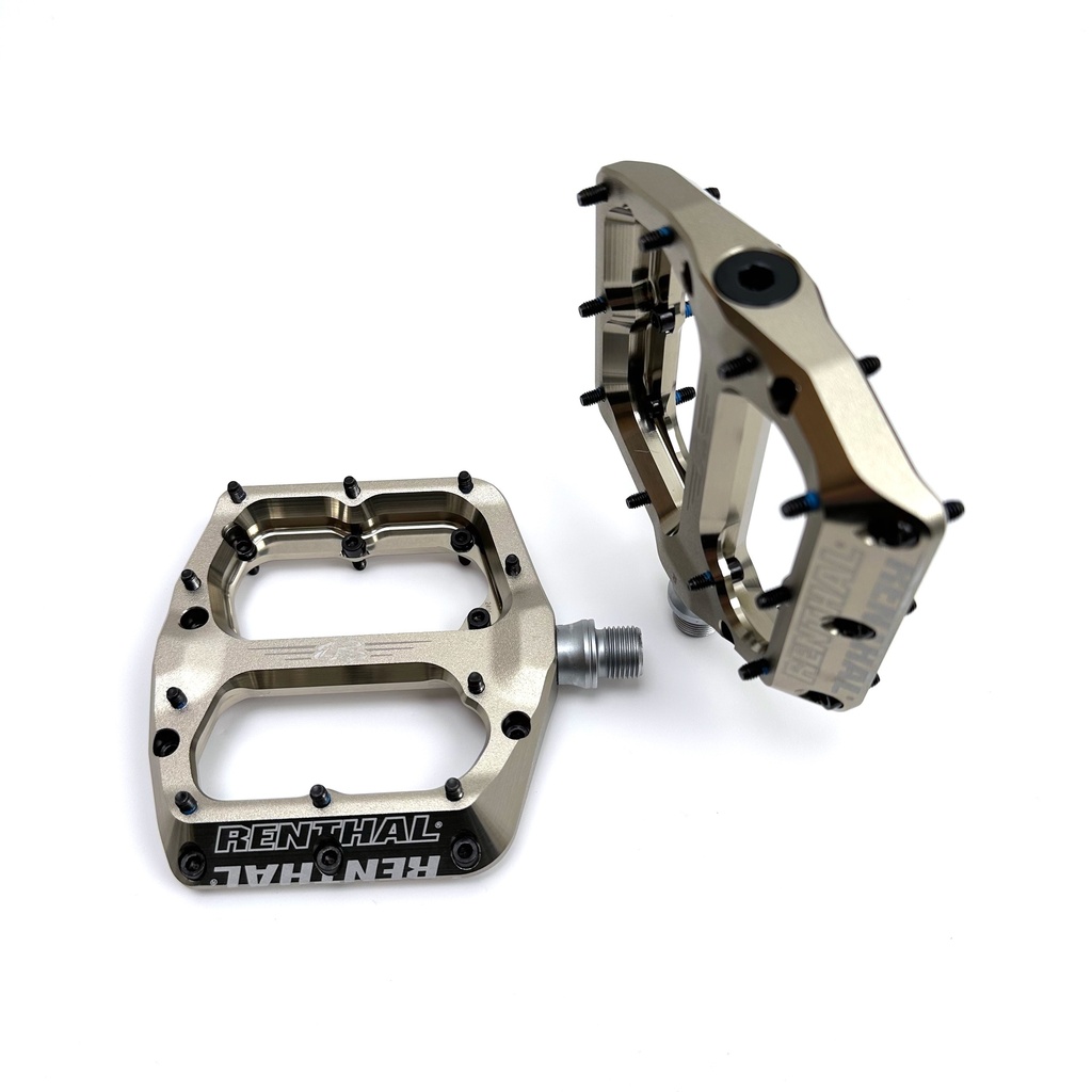 Renthal Revo-F Flat Pedals, CNC Alloy Flat pedal, 100x104mm - AluGold