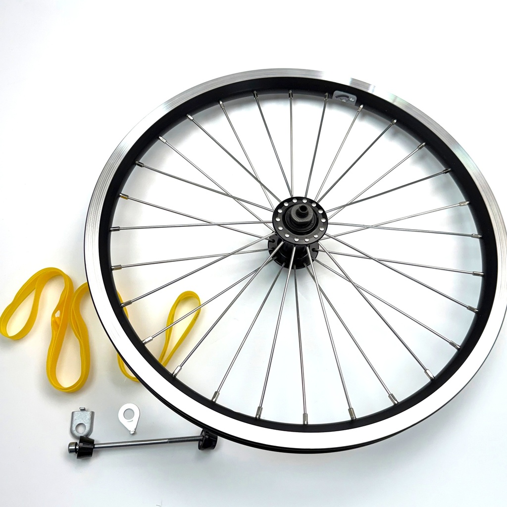 [QFWSS-2025] Brompton BLACK 16 inch front wheel (silver spokes) for 2025 C line manual and e-Motiq