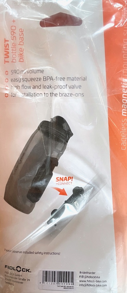 [09636-001032(CLR)] Fidlock TWIST bottle 590ml - clear - inc. bike base