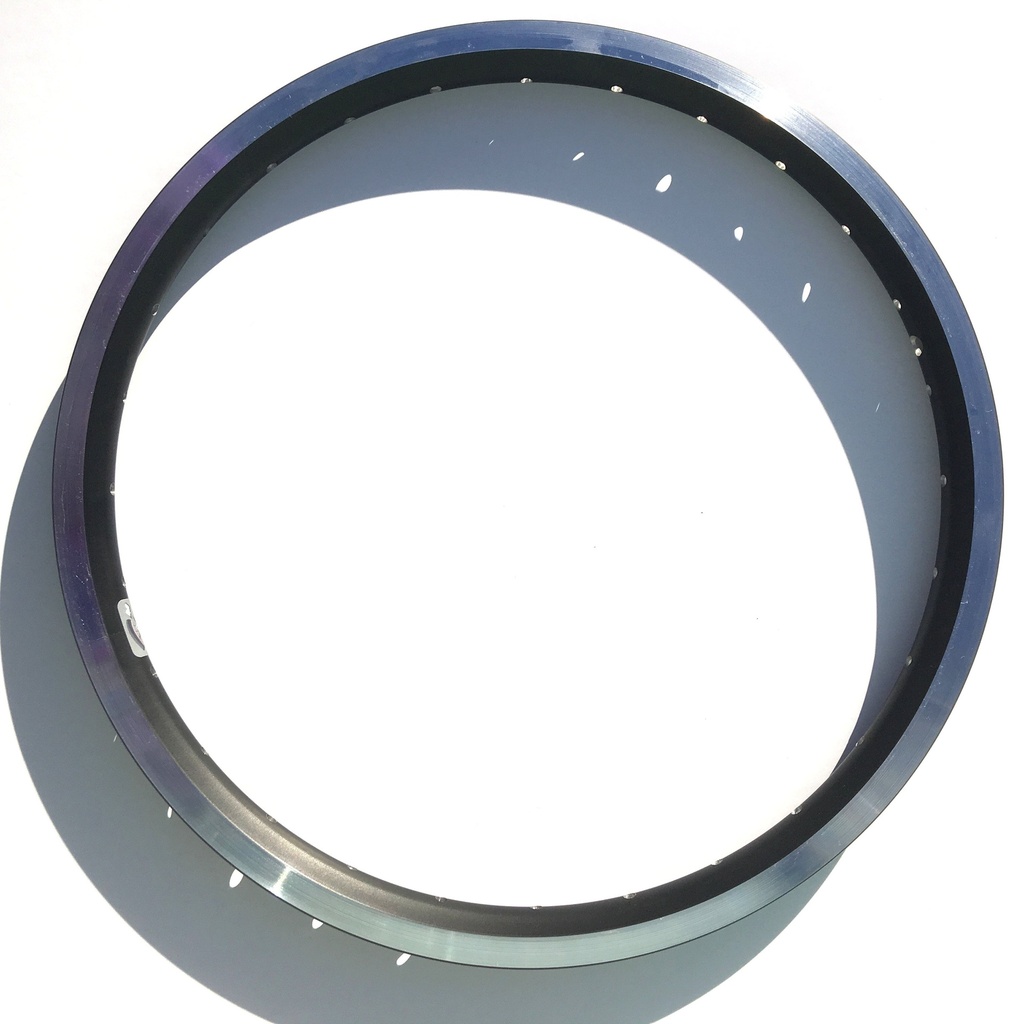 Brompton BLACK 16 x 1 3/8" double wall straight drilled wheel rim, 28 hole
