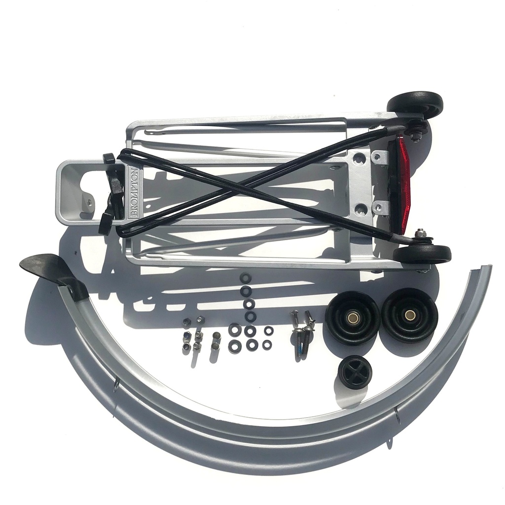 [QRACKA] Brompton rear carrier / rack set complete with mudguard - silver