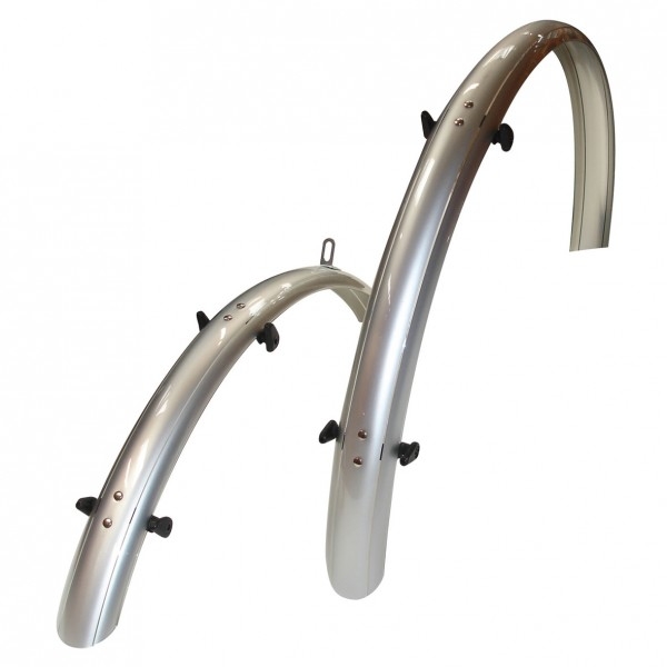 700C X 46MM HYBRID MUDGUARDS – SILVER (PAIR)