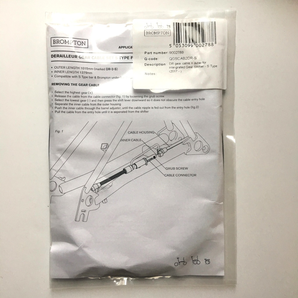 [QGSCAB2DR-S] Brompton derailleur gear cable, S Type for integrated shifter
