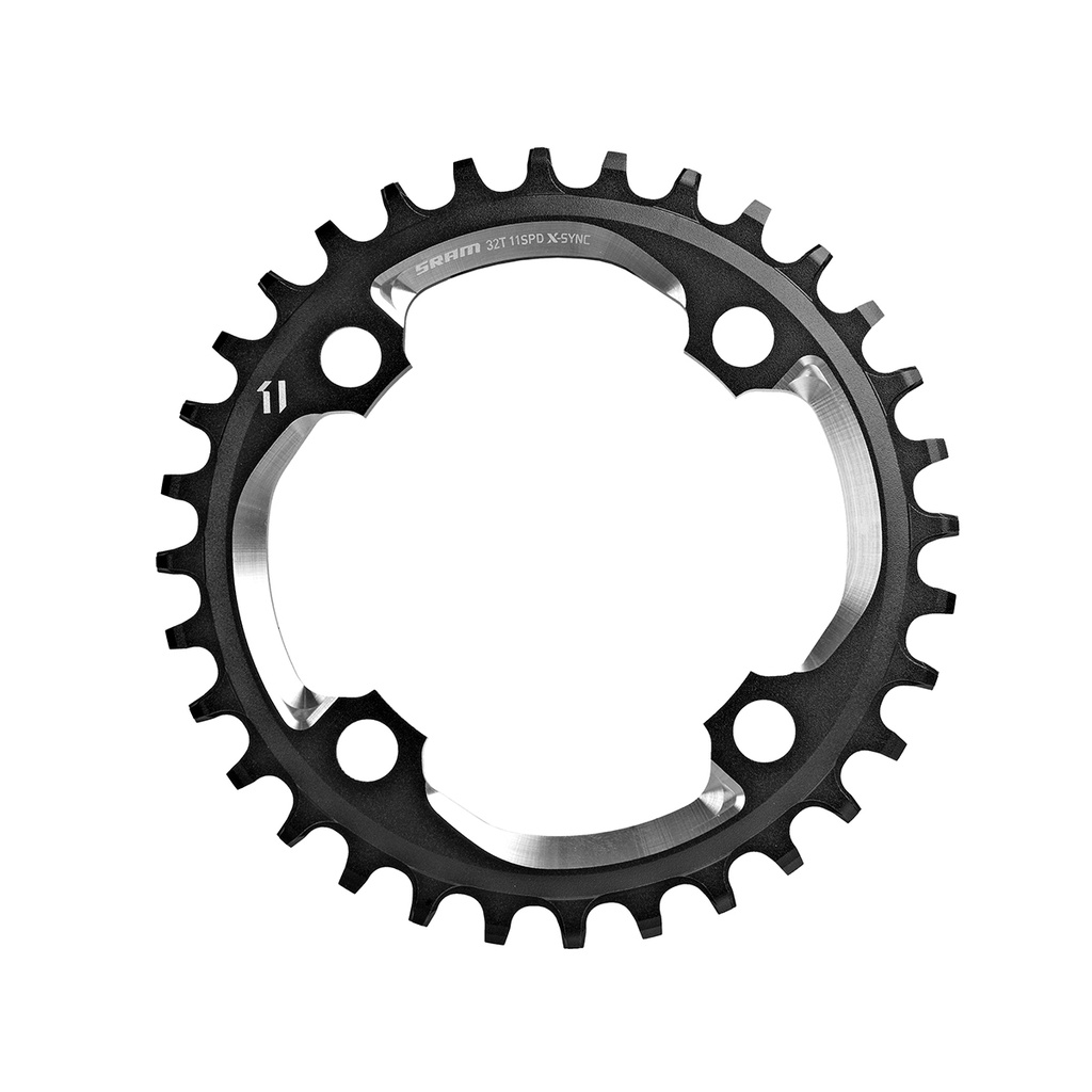 [CRT8012001] SRAM X01 CHAIN RING - 32T X-SYNC 94BCD ALUM 5MM BLACK W CNC SILVER (11SPD)