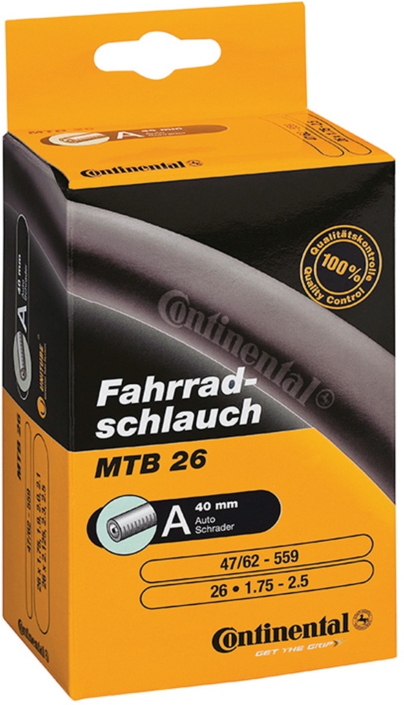 MTB 26 x 1.75 - 2.5 inch by inner tube Continental - schrader valve