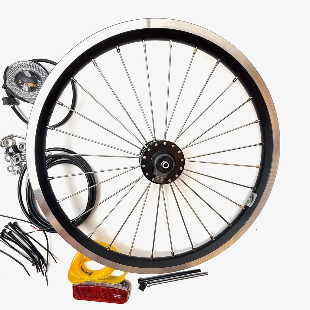 Brompton BLACK / Silver SP SV-8 hub dynamo kit - including front Brompton wheel