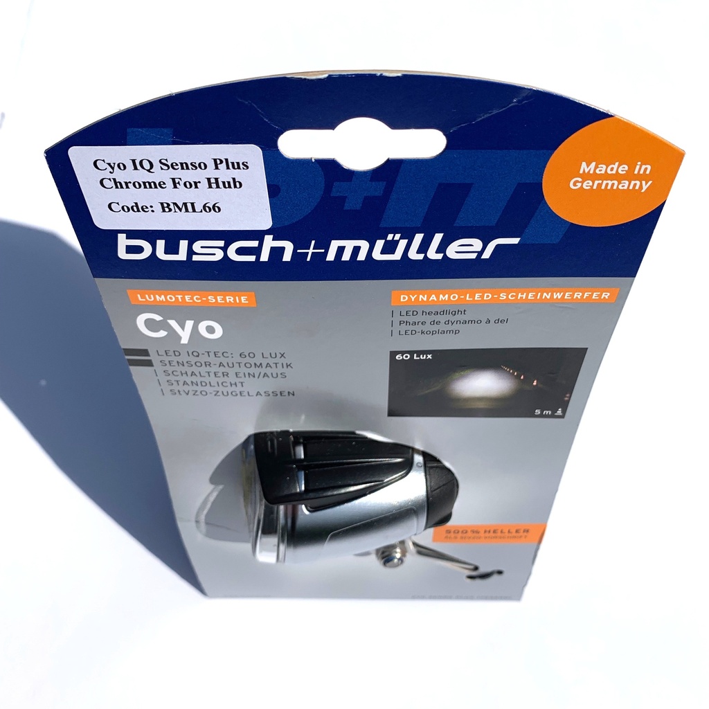 Busch + Muller Cyo IQ Senso Plus 60 Lux dynamo light - chrome